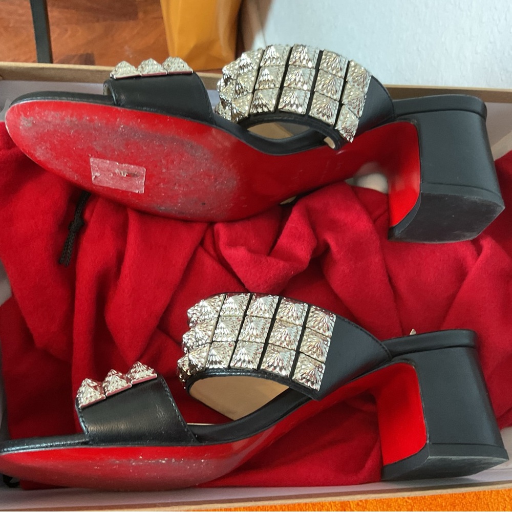 Christian Louboutin Black and Silver Women's Sandals - Picture 3 of 7